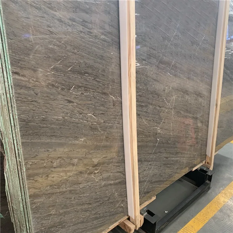 Plaques de marbre brun de luxe, vente directe depuis l’usine, pour dalles de sol et plateaux de tables ; carrelage en marbre gris foncé