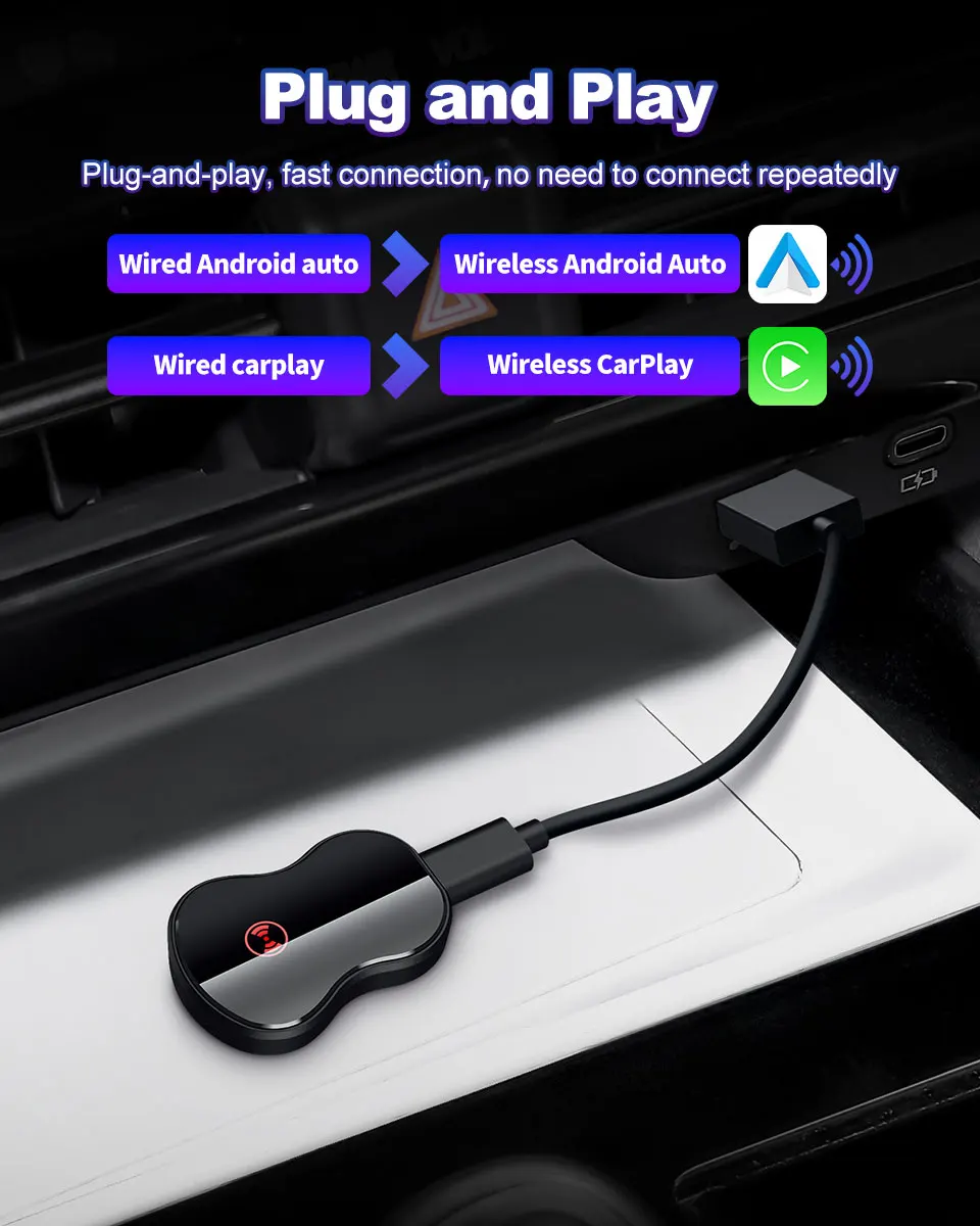 IHeylinkit Wireless Carplay Adapter BW Android 13.0 Ai Box for