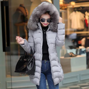 2021 New Winter Women Slim Long Cotton Padded Jacket hooded Jacket Coat Parka