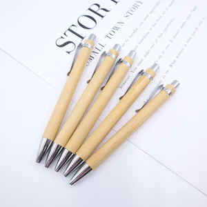 Factory Supply Custom LOGO Bamboo Ballpoint Pen Wooden Body for Business or Gift Novelty Promotion