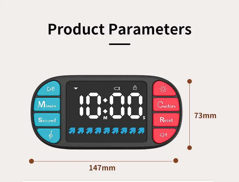 Magnetic 3 Brightness 4 Alarms and Volume Countdown Count up 3.6” Large LED Display Digital Kitchen Visual Timer