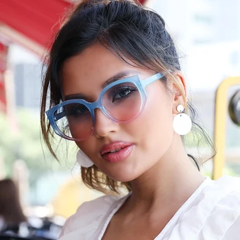 HW 6727 Fashion Shades Sunglasses Big Frame Cat Eye printed your own brand logo Sunglasses For Women