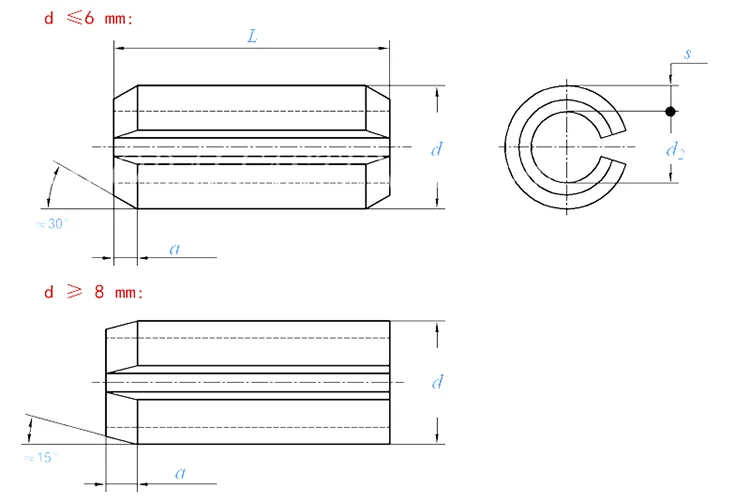 Spring Dowel Pin Din 1481 Standard Stainless Steel Roll Slotted Spring
