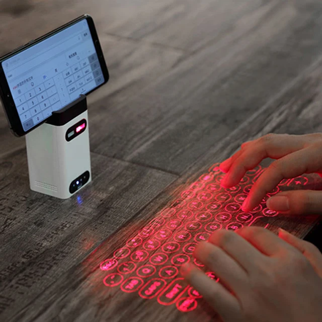 R8 New Style Multi Function Power Bank  Wireless Projection Mini Virtual Laser Keyboard with Holder