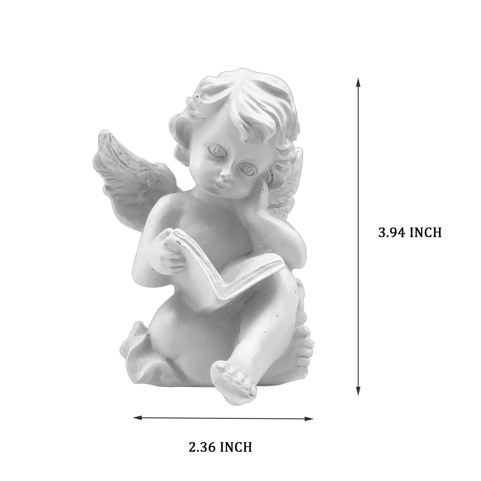 Reading Cherub Angles Resin Statue Figurine Adorable Angel Sculpture Memorial Statue for Home Garden Decoration