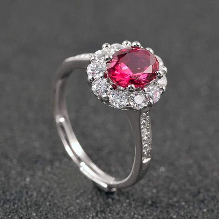 Roomy Red Gemstone Lab Grown Ruby Rings 925 Sterling Silver Ring Fine Jewelry Women Wedding Ruby Rings