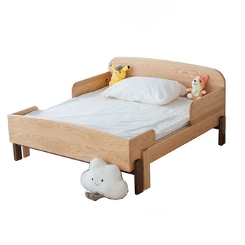 Modern Simple Bear Cartoon Single Bed Wood Bed for Children's Rooms for Bedroom School Hotel Apartment Villa Park