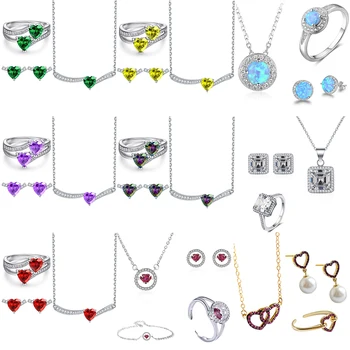 Fine Jewelry Wholesale S925 Sterling Silver Jewelry Set Trendy Halo Diamond Wedding Jewelry Sets