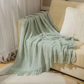 high luxury four season home office travel use knee blanket wool cable knit throw blanket world class super soft blanket