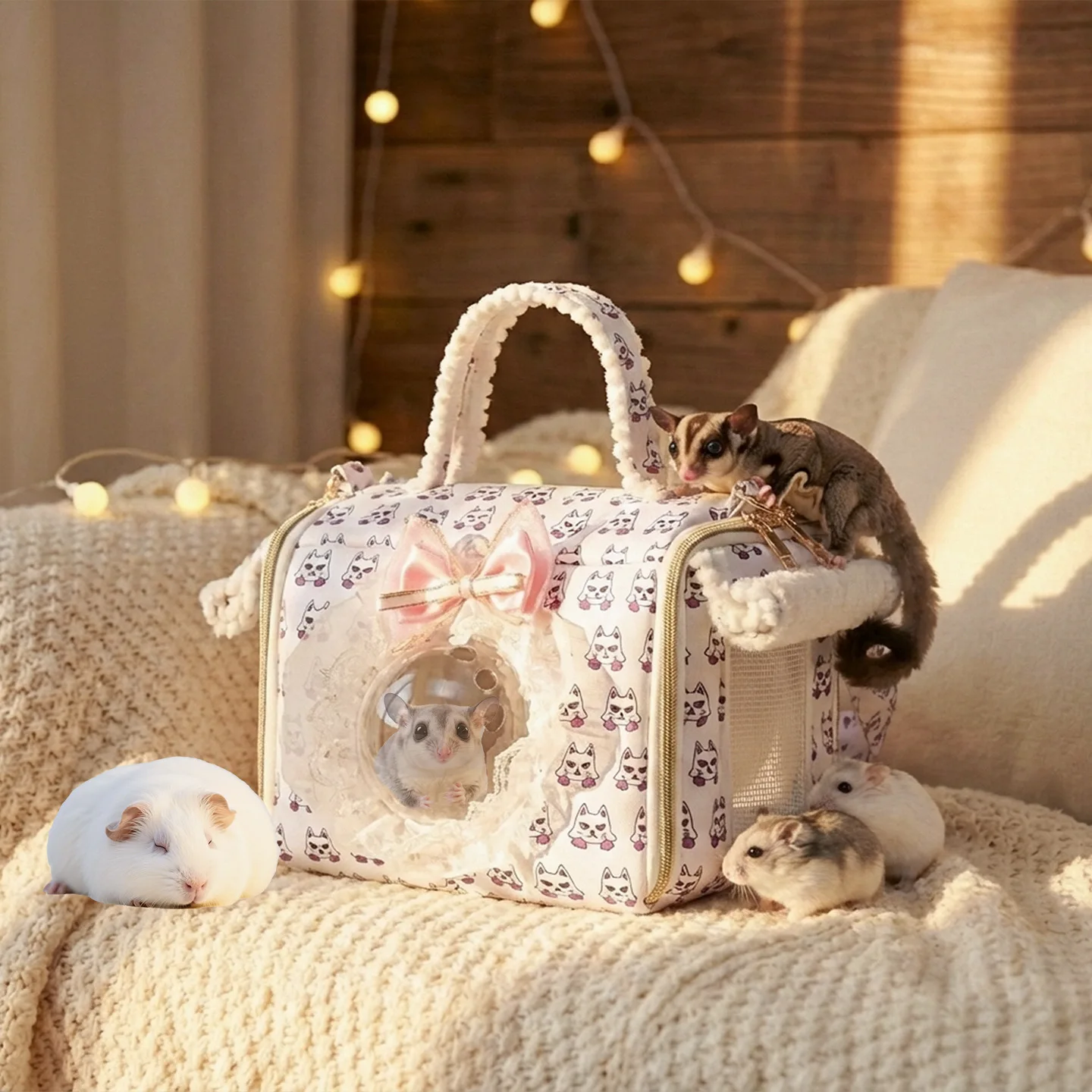 Cat & Pet Honey Bag Glider for Guinea Pig & Hamster-Warm Slung Portable Breathable Bag