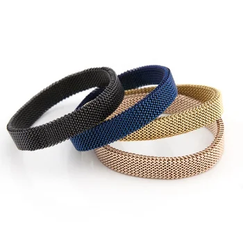 New Fashion Colorful Stainless Steel Elastic Stretch Mesh Bracelet For Men And Women