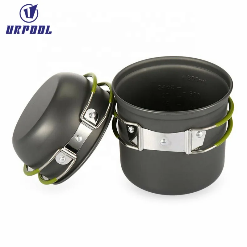 Durable Camping Cookware Set Backpacking Outdoor Camp Gear with Pots and Pans for Family Hiking Picnics