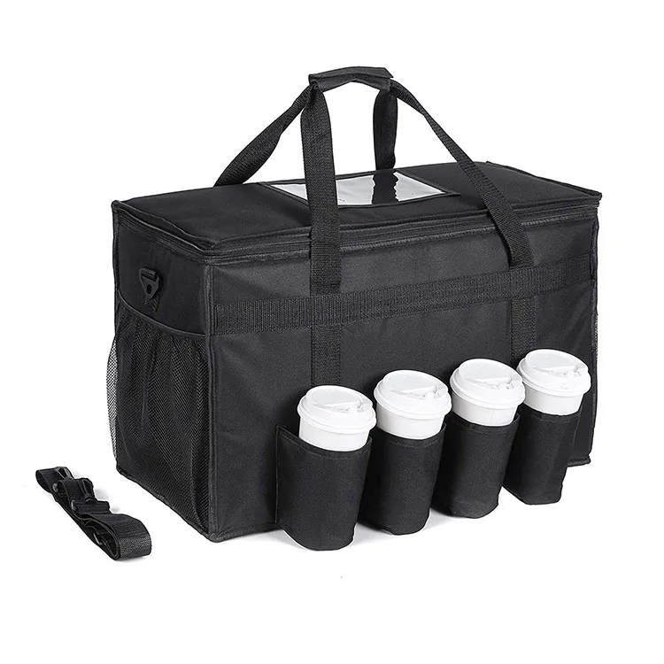 Handle Grocery Large Capacity Insulated Delivery Bags For Food With 4 Cup Holders