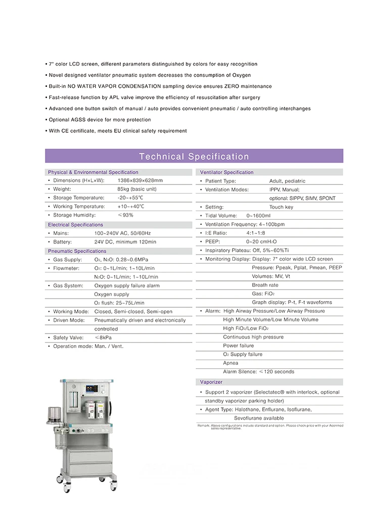 AEON7200 High Quality Medical Equipment AEMMED Anaesthesia Machine