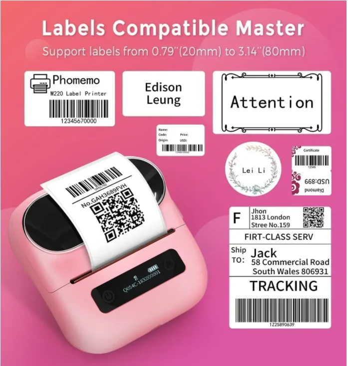 Phomemo M220 M200 Label Printer 80mm Width Printing Sticker Printer  Label Maker Machine Label Printer