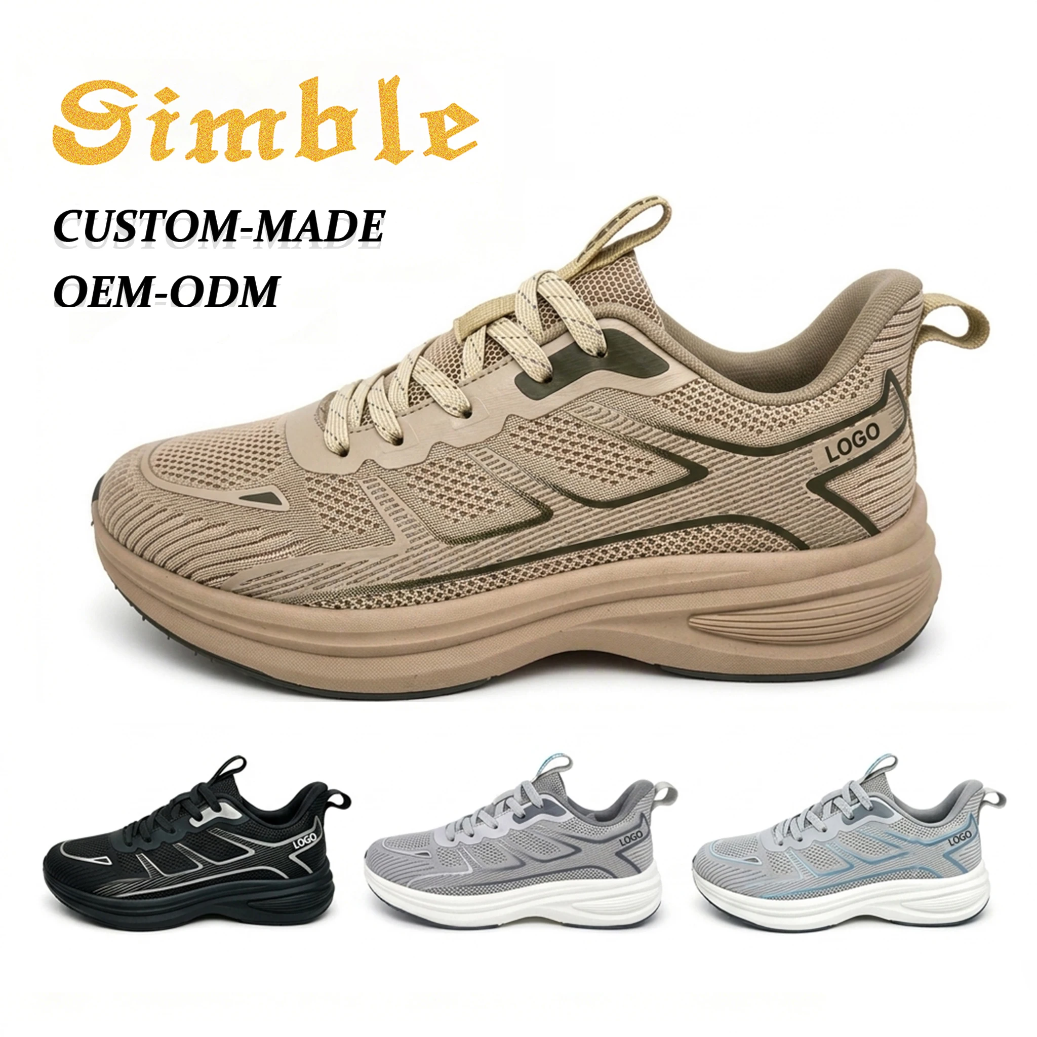Fashion Breathable Sport Running Shoes Men Sneakers Manufacturer Custom Shock-absorption Walking Shoes