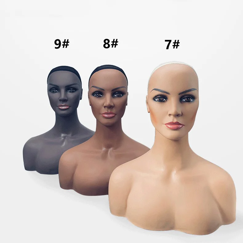PVC Customize Makeup Female Mannequin Wig Display Mannequin Heads with Shoulders