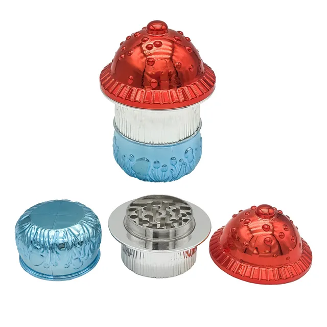 New design 4 layer 5.8CM mushroom shaped herb grinder with storage creative Zinc Metal herb grinder