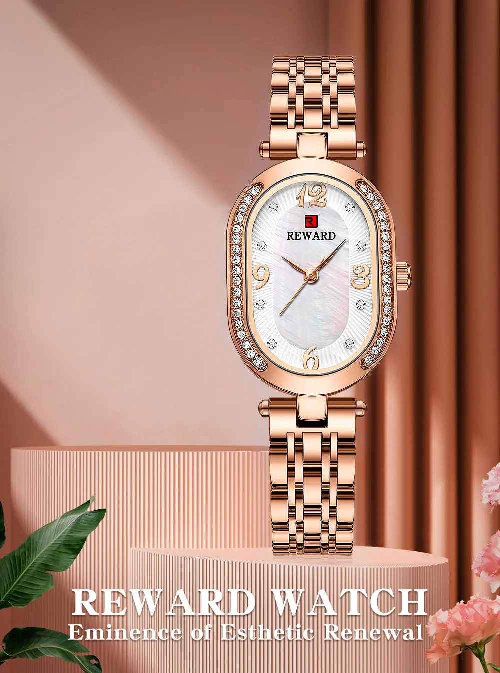 REWARD 21058 Stylish Luxury New Design Trend Design Best Selling in Stock Multifunction Women Quartz Watch Stainless Steel Band