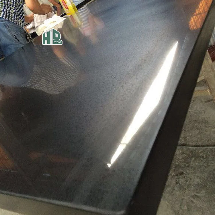 HD Stone Artificial Kitchen Countertop Slab Tile Absolute Pure Marble Galaxy Stellar Black Stone Quartz
