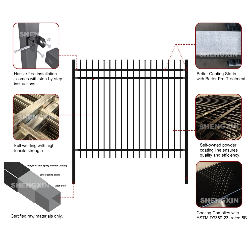 6 Ft Color Square Plate Pipe Steel Fencing White Squash Sticks Steel Fence