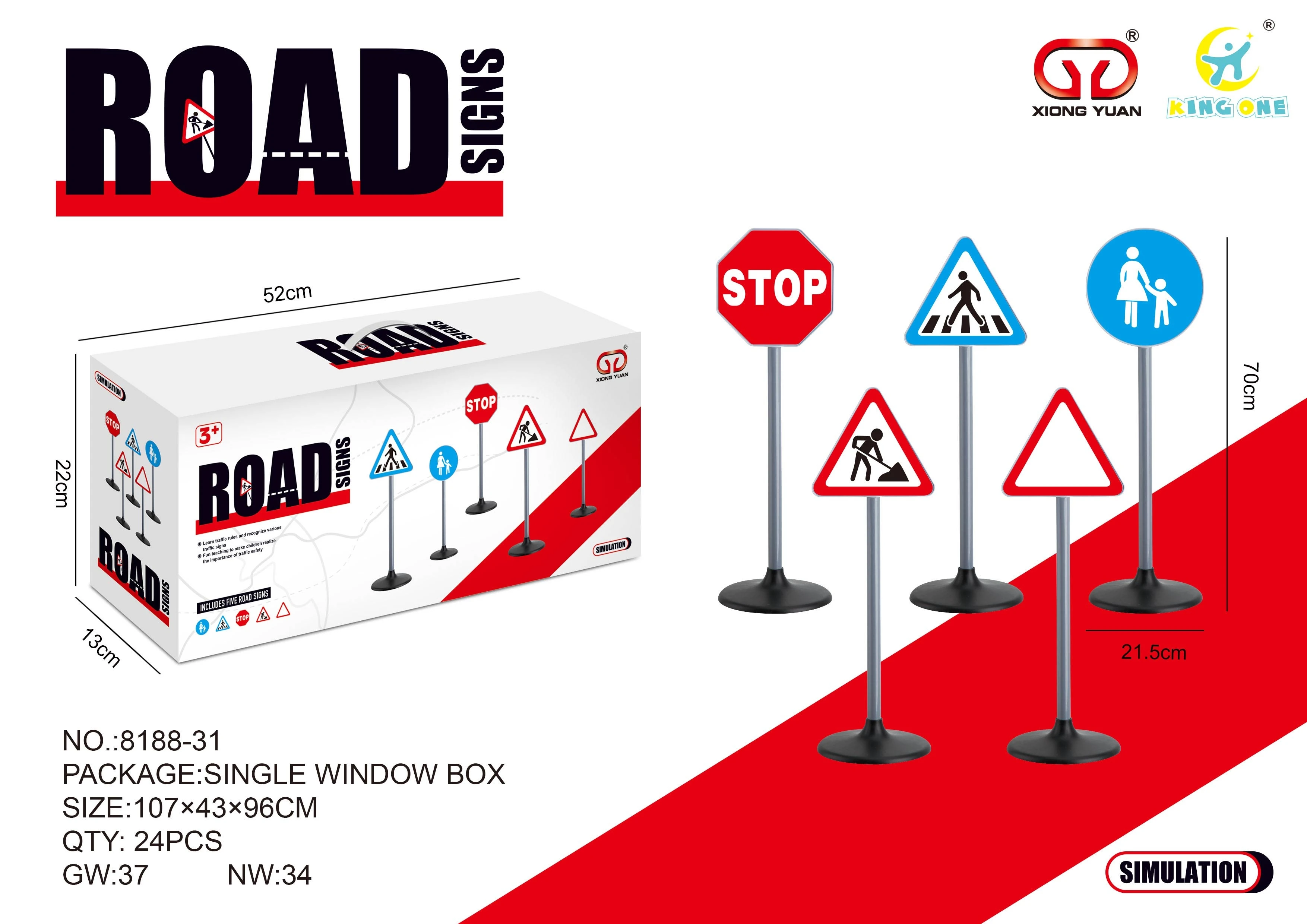 Wholesale 5Pcs DIY Signpost Model Large Medium Size Simulated Road Traffic Sign Safety Kids Montessori Educational Toy