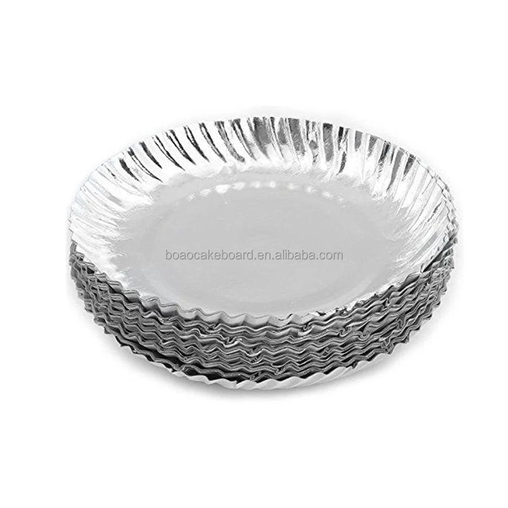 Wholesale Custom Print Small Batch Food Grade Paper Dish Wedding Party Dinner Gold Foil Cake Dessert Paper Plate