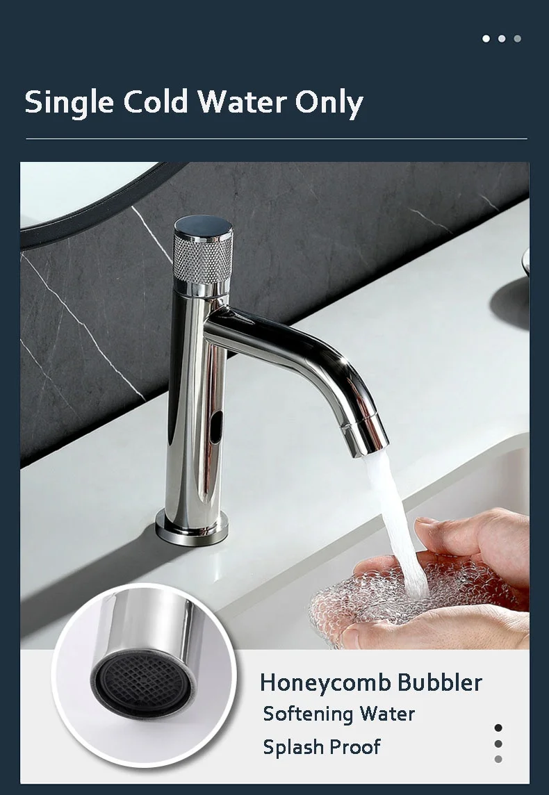 New Design 2 Switch Modes Automatic Sensor Faucet Bathroom Water Tap Touchless Wash Basin Faucet for Bathroom