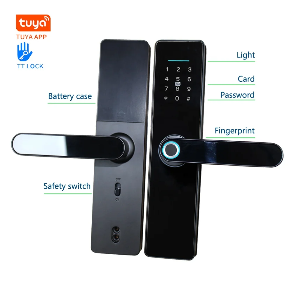 High Security Anti Theft Smart Door Lock Home Tuya Smart Wifi Biometric Intelligent Ttlock Electronic Fingerprint Smart Locks