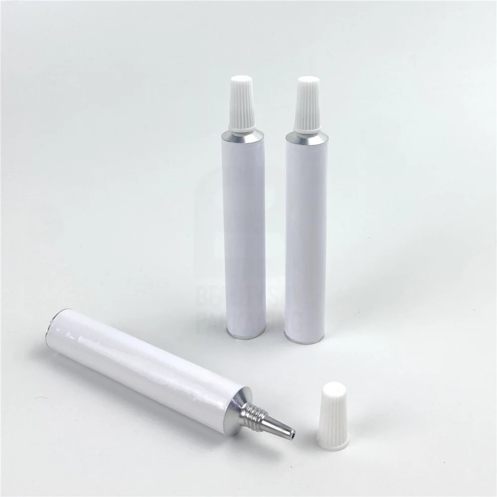 Stock 5ml  High Quality White Plain Eye Ointment Pharmaceutical  Long Nozzle Aluminium Collapsible Tube