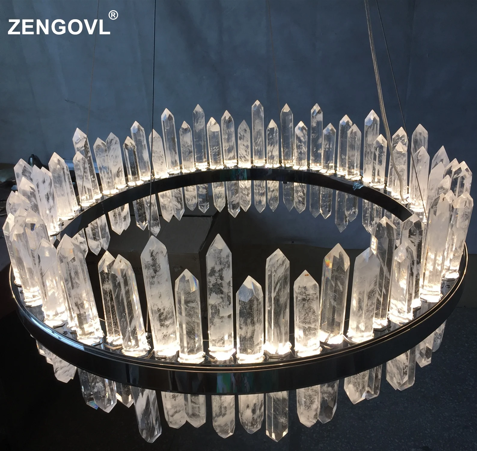 quartz crystal pendant light