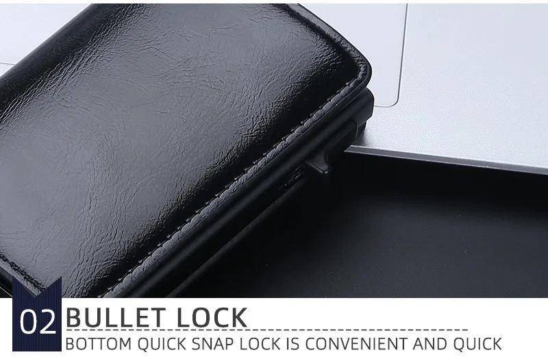 Baellerry Fashion Trend Pu Leather Cover Ultra Thin Automatic Popup RFID Card Holder