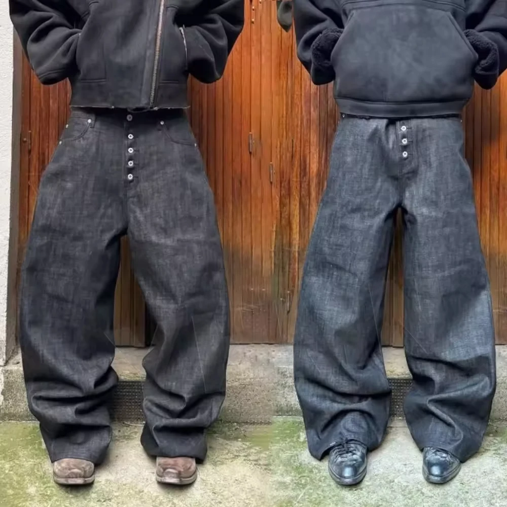 Original Manufacturer High Quality Vintage Black Custom Heavyweight Raw Selvage Baggy Selvedge Japanese Denim Jeans Men