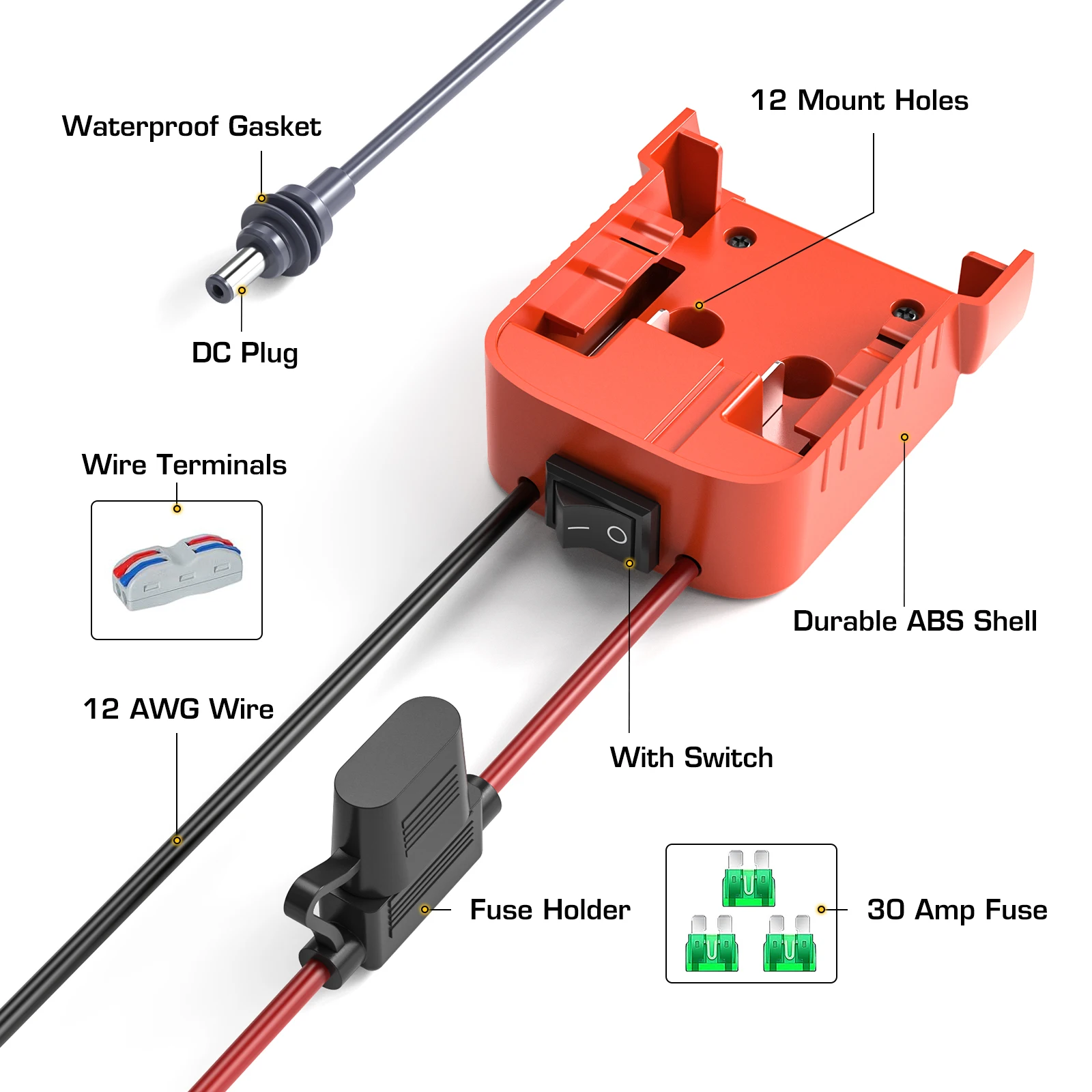 Starlink Mini Battery Adapter With 4.92FT DC Power Cable Compatible With Milwaukee 18V Batteries