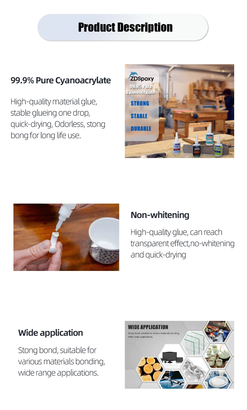 Zds Glue Factories High Quality 502 406 401 Wood Glass Adhesives And