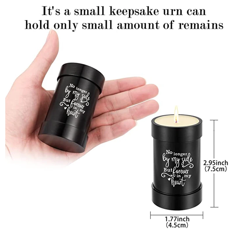 Small Urn in Human Ashes Cremation Candle Urns Mini Keepsak for Ashes of Loved Ones-No Longer by My Side But Forever in My Heart