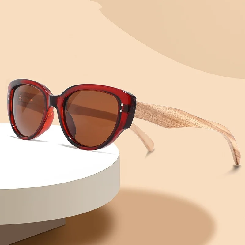 Handmade Wooden Cat Eye Polarized Sunglasses Gradient Lens Wooden Cat Eye Sunglasses | Custom Polarized Lens & Case  main image 4