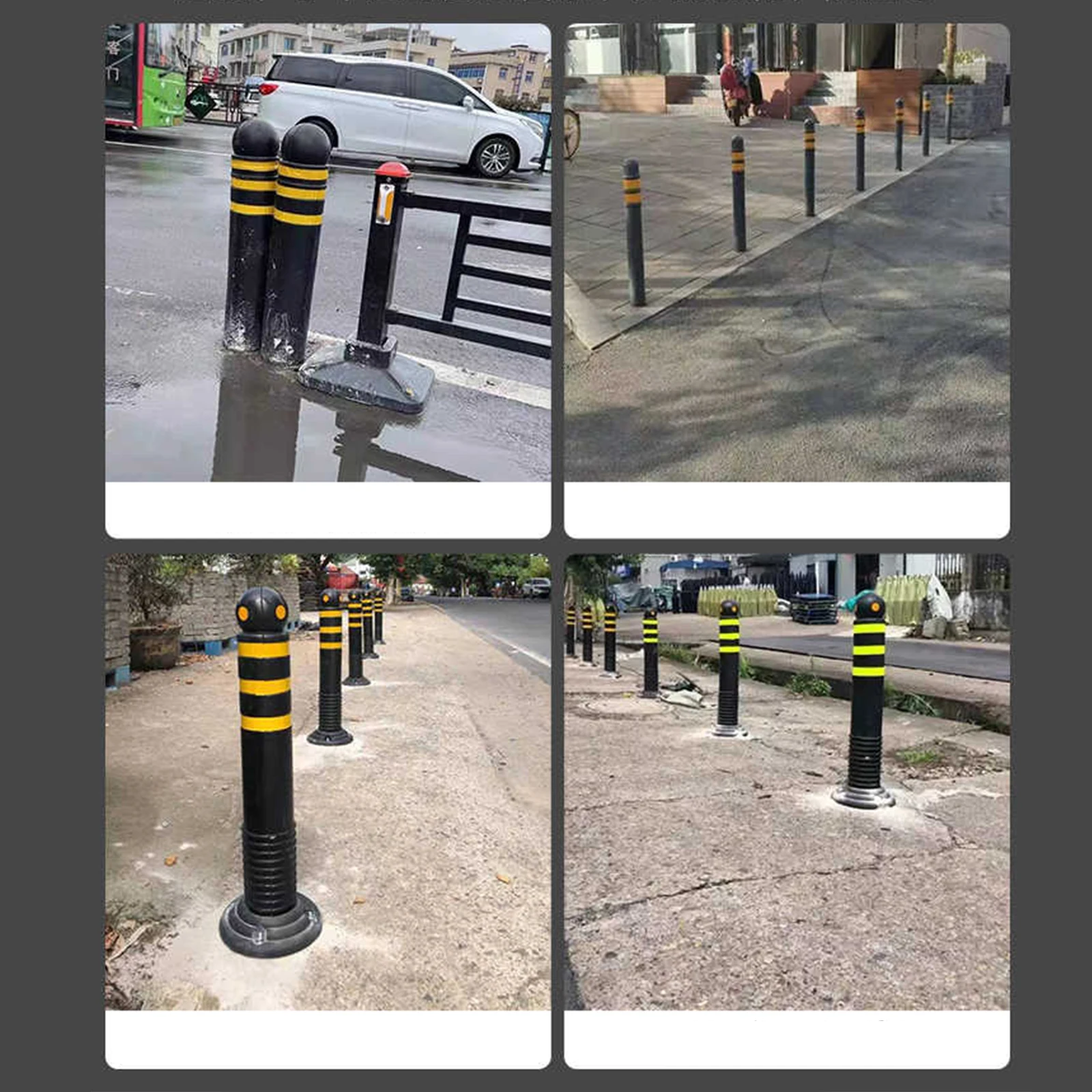 High Visibility Recycled Rubber Bollard Guard with Reflective Traffic Warning Features details