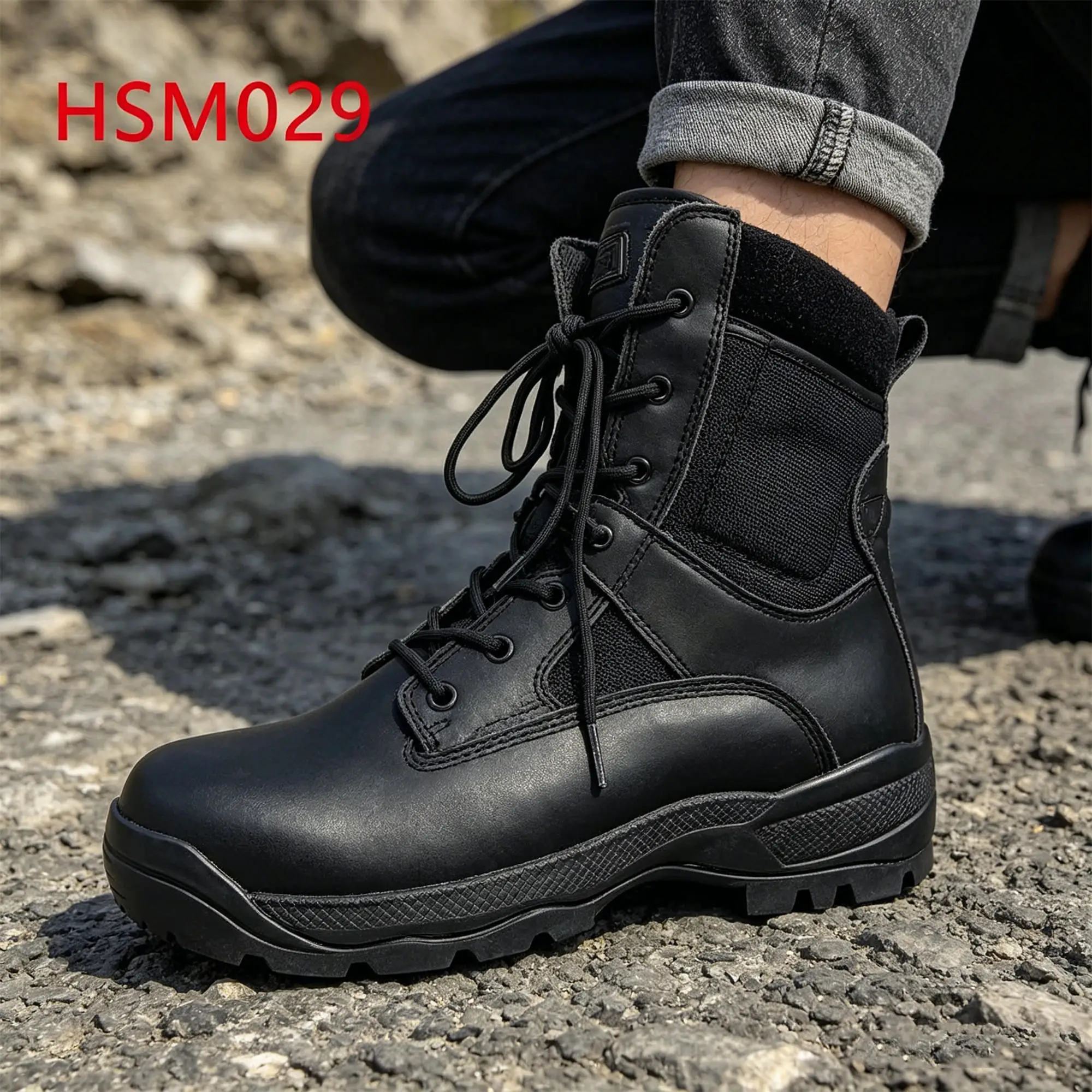 ZYF,varied Terrain Card Knife Wallet Pocket Design Combat Boots Friction-proof Rubber Sole Black/tan Tactical Boots HSM029