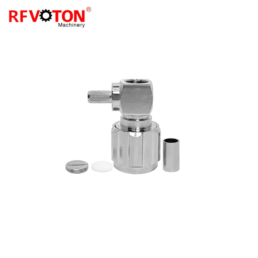 N-type Male Connector Right Angle 90 Degrees Crimp Male Pin With RG142 RG223 Cable