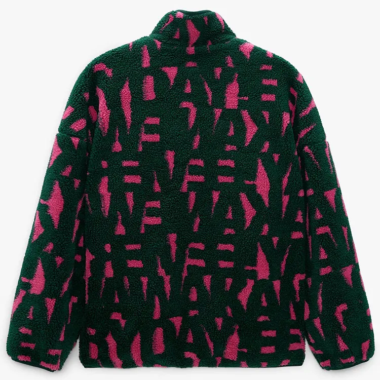 Men Custom Printed Sherpa Fleece Jackets Zip up High Neck for Winter