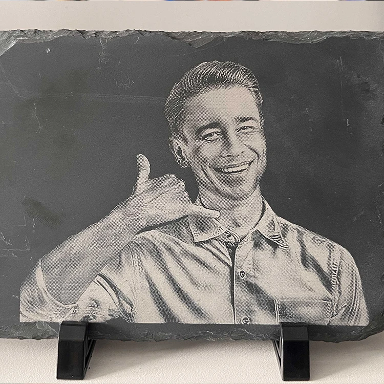 Custom Shape Engraveable Cutting Slate Board Laser Engraving Blanks Black Rock Slate for Engraving Gift coaster