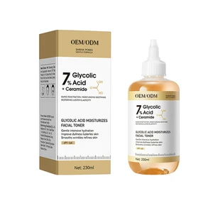 Private Label 230ml 7% Glycolic Acid Facial Toner Organic Ceramide Rejuvenation Hydrating Moisturizing Lightening Anti-Acne Face