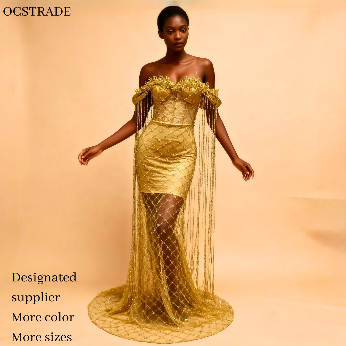 gold applique for dress Formal Gold Applique Strapless Long Quinceanera Dress main image 1