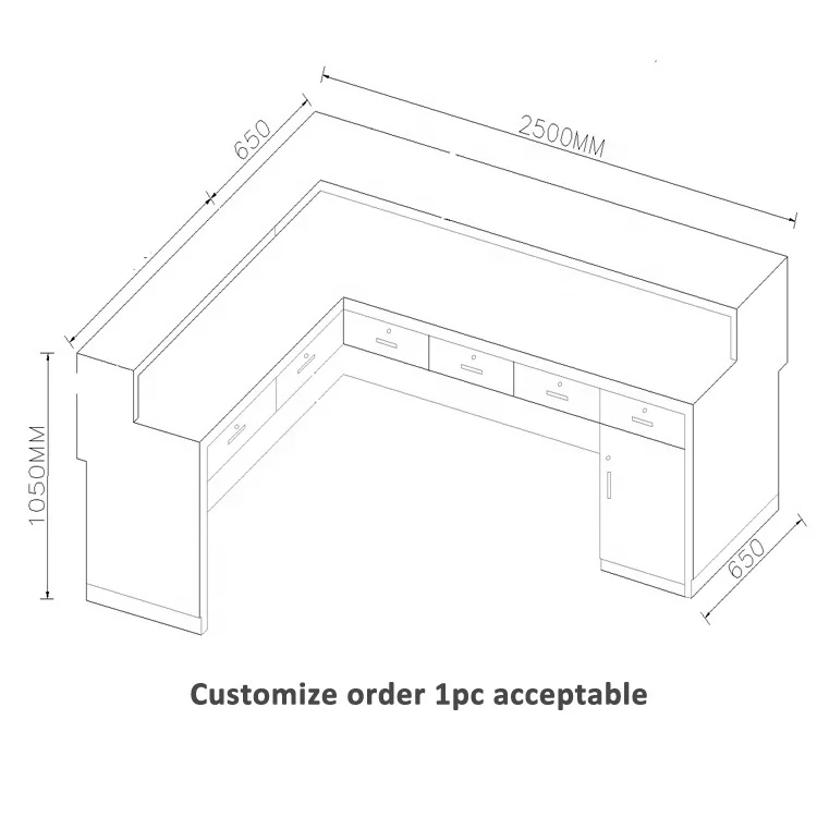 Custom Made Simple Design L Shape White Office Medical Clinic Barber Reception Desk Beauty Salon
