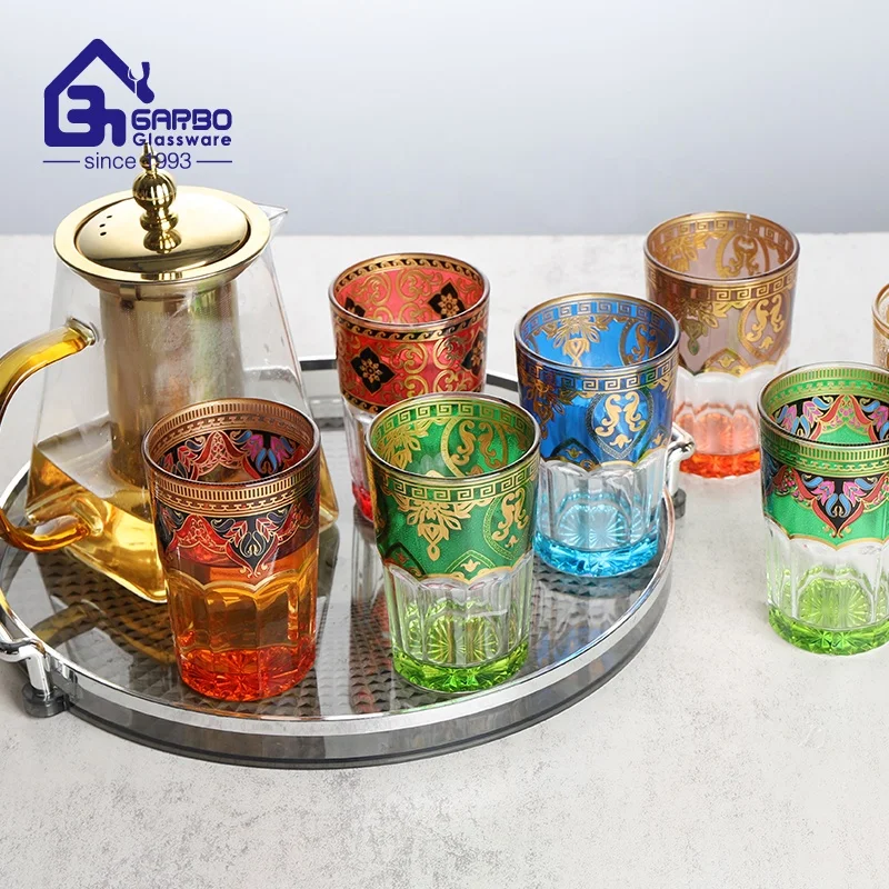 アラビアコーヒー　ガラス製ティーカップ 6個セット 金色装飾 KINTO キントー セピア カップ&ソーサー 270ml マグカップ SEPIA
