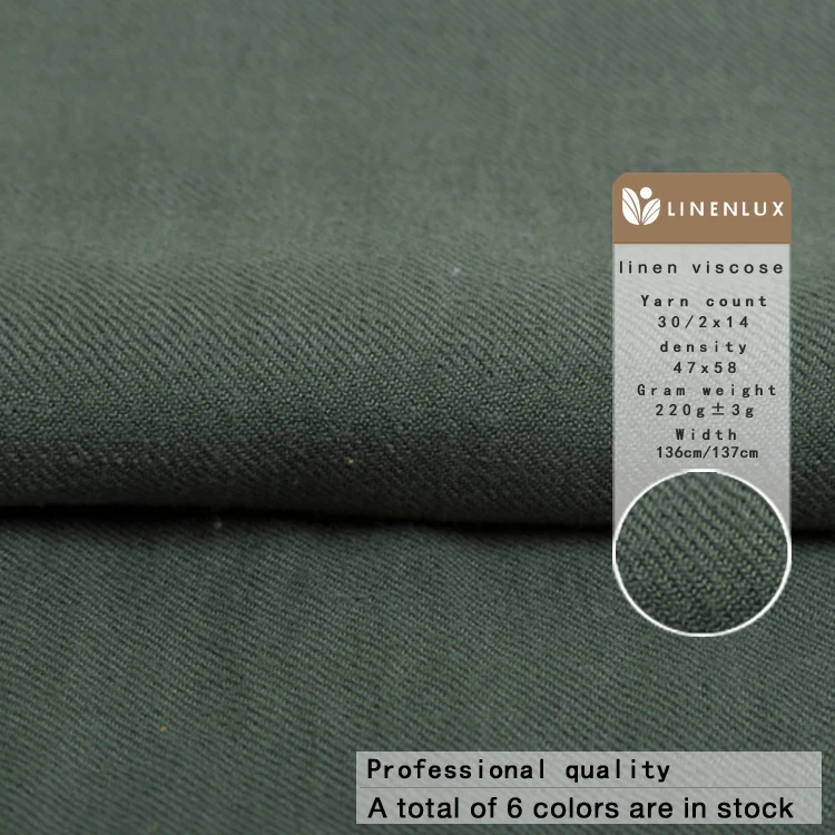 Professional Factory Wholesale Custom Organic Woven Twill Garment Raw Material Linen Viscose Stock Lot Fabric for Clothing