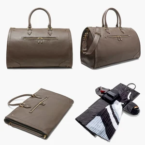 Custom Pebble Leather Ladies Dress Carrier Travel Weekender Duffel Garment Bag for Women