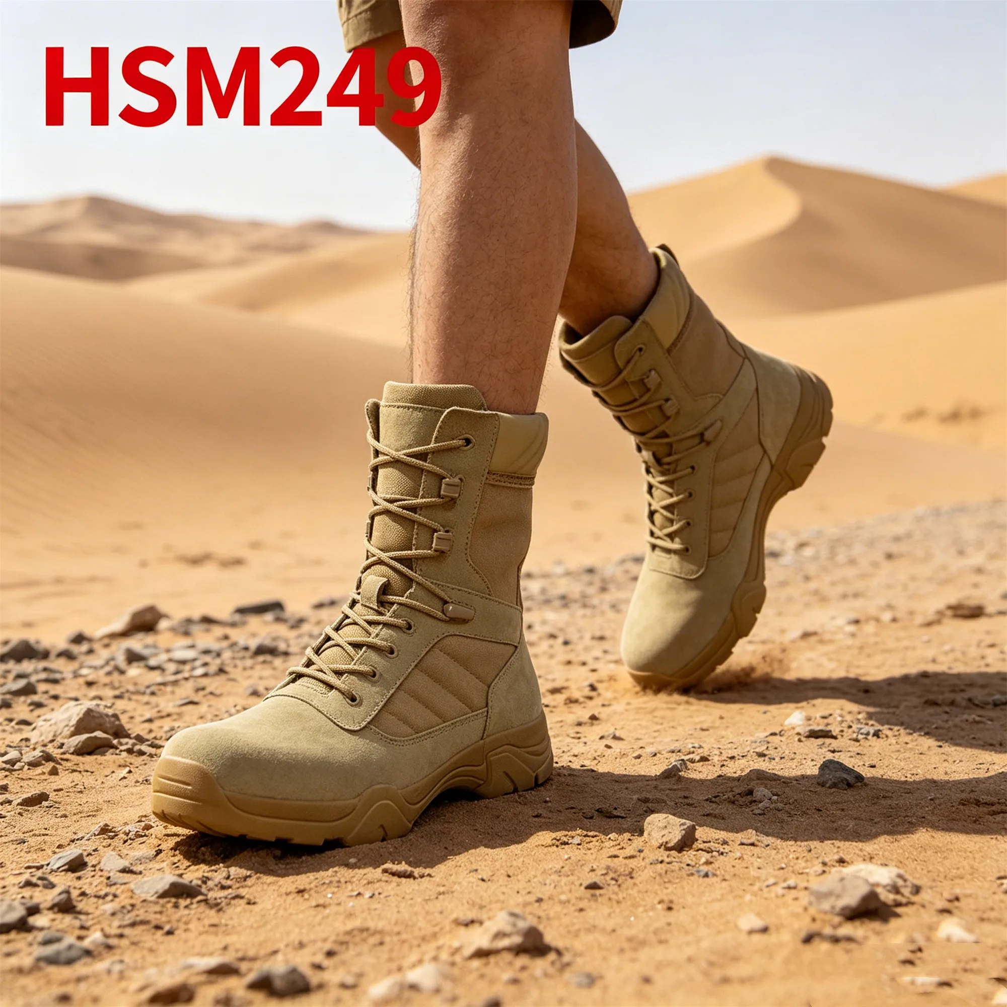 ZYF,Hiking Jagged Trails Wind&sand Proof Desert Boots for Expedition Scree Slope Secure Traction Rubber Sole Combat Boots HSM249