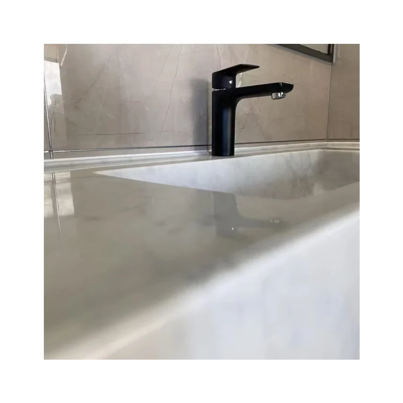 Carrara White Prefab Commercial Bathroom Vanity White Marble Countertop for Hotel